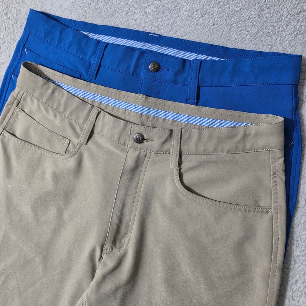 2 Pack Lot! FootJoy‎ Golf Pants Mens 34/32 Blue Khaki Athletic Fit Stretch